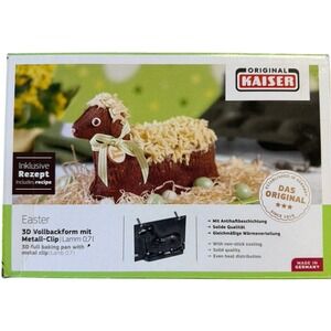 KAISER 3D Easter Lamb Cake Mold Backform Lammform 658902 Germany Metal Clips GUC